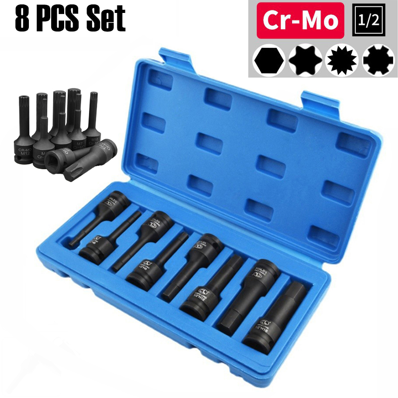 Hand Tools Maintenance Workshop - ชุดประแจบล็อก 1/2 นิ้ว 8 ชิ้น ประแจหกเหลี่ยม