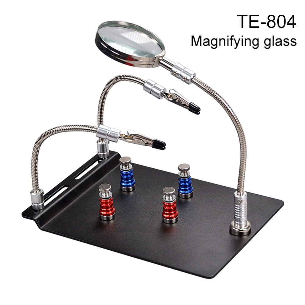 Welding Tools In Workshop - เครื่องมือบัดกรีด้วยมือผู้ถือ PCB ที่มีความยืดหยุ่นแขนเหล็กที่ช่วยให้การประชุมเชิงปฏิบัติการการเชื่อมมือสถานีช่วยเดสก์ท็อปแว่นขยายบัดกรี